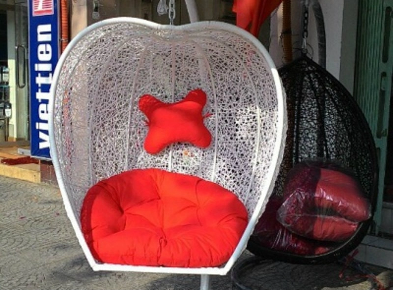 xÍch Đu tỔ chim nhỰa giẢ mÂy hÌnh trÁi tÁo